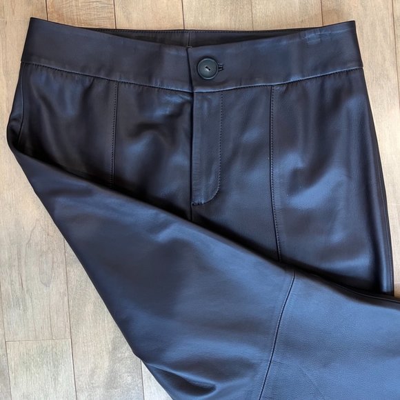 Vince Brown Leather Flare Cropped Pants - Size 6 - Picture 7 of 12
